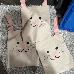 Cute Easter Bunny Face Kids Tote Bag - Pink and Tan